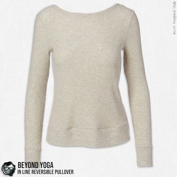 BEYOND YOGA IN LINE REVERSIBLE RIBBED SWEATER OATMEAL HEATER CRISSCROSS STRAPS - Picture 2 of 12